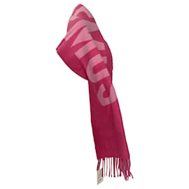 Sciarpa in lana jacquard con logo Jacquemus in rosa