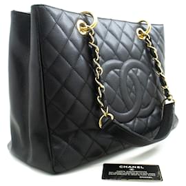 CHANEL Borsa shopping GST 13" in pelle di vitello grana con catena per spalla