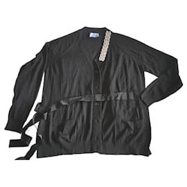 Verzierte schwarze Prada-Cardigan IT38