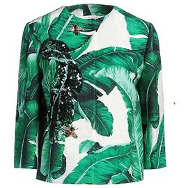 Chaqueta Dolce & Gabbana Estampado Hoja de Plátano Blanco Verde
