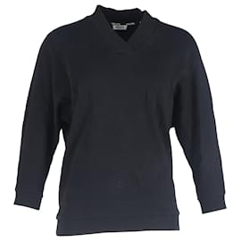 Suéter de cuello en V de algodón negro adornado con el logo maxi de Kenzo