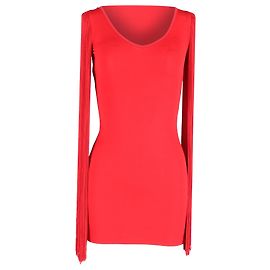 Vestido mini de manga con flecos Moschino Couture en viscosa roja