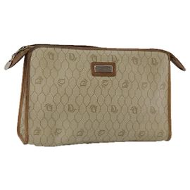 Borsa clutch in tela a nido d'ape Christian Dior in pelle PVC beige Auth bs20832