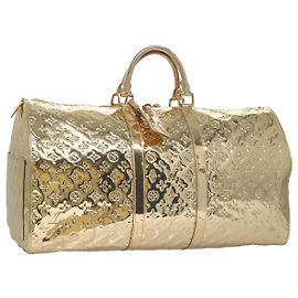 LOUIS VUITTON Monogram Miroir Keepall 55 Borsa Boston Oro LV Auth 104239S