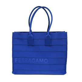 Salvatore Ferragamo Blue Nylon Canvas Tote Bag