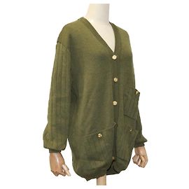 Cárdigan de lana Salvatore Ferragamo M Khaki Auth kk430