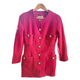 Chaqueta Chanel Boutique de Tweed Texturizado Rosa Frambuesa Talla S