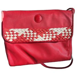 Fendi Sas Woven Leather Shoulder Bag Red