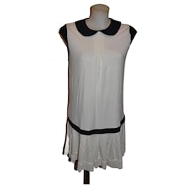 Vestido Twin Set de viscosa blanco y negro
