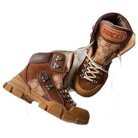 Gucci Sega flashtrek Stiefel Leder Wildleder Hellbraun