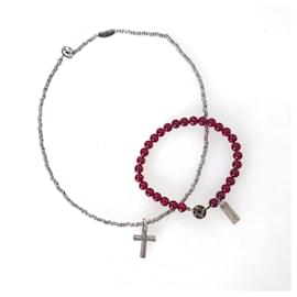Set Scooter Paris Collana a Croce e Bracciale Rosso Argento - Autre Marque