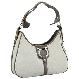 Borsa a Spalla Gancini in Tela Grigia Salvatore Ferragamo Auth yk16379