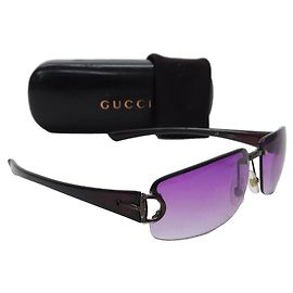 Lunettes de soleil sans monture dégradées noires, violettes et violettes de Gucci