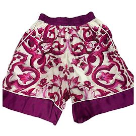 Dolce & Gabbana Bermuda de seda com estampa majólica