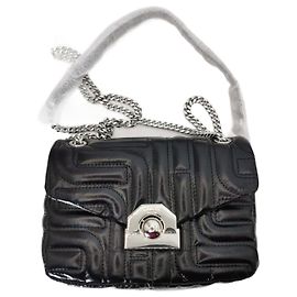 Lancel Midnight Flap Tasche aus schwarzem gestepptem Leder