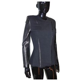 Chaqueta Just Cavalli Roberto Cavalli de cuero lana y cachemira negra