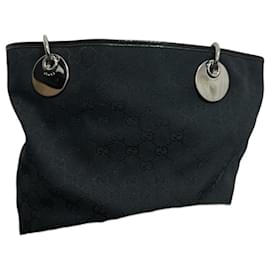 Borsa tote Gucci Eclipse nera e blu scuro in tela e pelle
