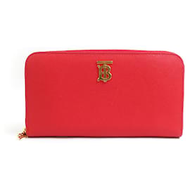 Cartera larga de cuero rojo Burberry