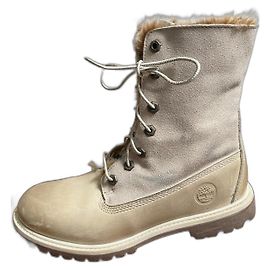Botas de Tornozelo Timberland Bege em Couro e Pele