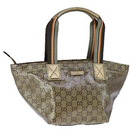 Borsa a mano GUCCI GG Crystal Sherry Line Grigio Oro Marrone 131228 Auth bs21155