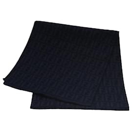 FENDI Zucca Canvas Scarf Wool Beige Auth am7263 - Fendi
