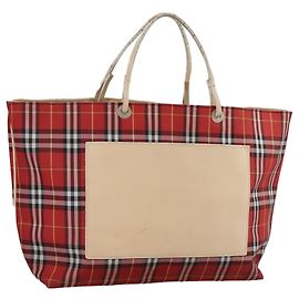 Borsa tote in nylon a quadri Nova Burberry rossa Auth bs21181