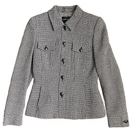 Rena Lange Wolljacke mit geometrischem Muster Schwarz Rot Weiß Größe 36
