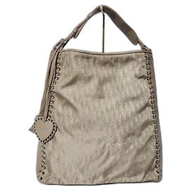 Borsa tote in tela obliqua Christian Dior beige