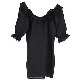 Vestido mini ceñido de hombros descubiertos Reformation en lino negro