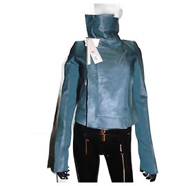 Giacca Rick Owens Verde in Pelliccia di Vitello