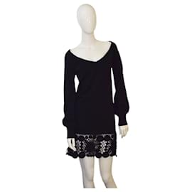 Red Valentino Black Wool Cashmere Knit Mini Dress