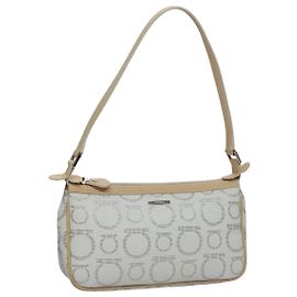 Salvatore Ferragamo Accessory Pouch PVC Leather Gray Auth kk414