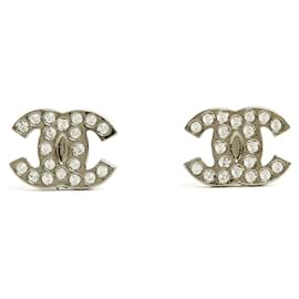 Chanel 2024 Orecchini Micro CC in Argento con Strass