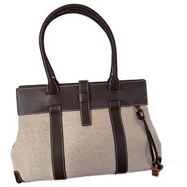 Borsa a spalla Loro Piana in tela beige e marrone