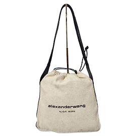 Borsa a spalla in tela Alexander Wang crema/nera