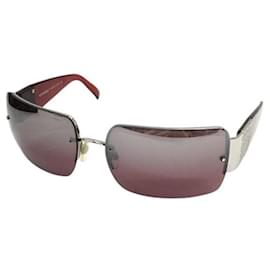 Chanel CC Logo randlose Strass Sonnenbrille rot silber 4095-B