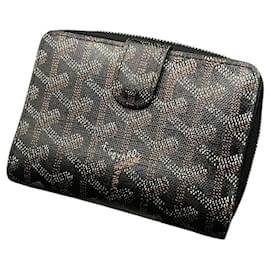 Portefeuille Tuileries bi-fold en cuir noir monogramme Goyard avec fermeture éclair