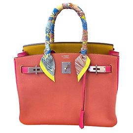 Autre Marque Borsa Hermès Birkin 30 in pelle Cherve Rosy Lime