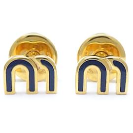 Orecchini con logo Miu Miu placcati in oro