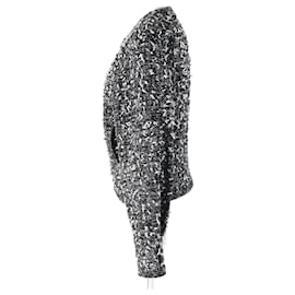 Chanel Wolle Nylon Tweed Jacke ohne Kragen mit Reißverschluss 34