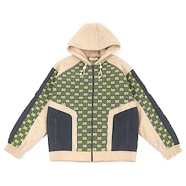 Gucci Nylon GG Zip Hoodie Jacke Beige M