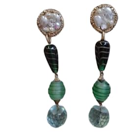 Vintage Murano Perlen Clip Ohrringe lang
