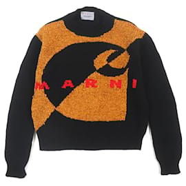 MARNI×CARHARTT Woll-Seiden-Logo-Strickpullover Schwarz - Autre Marque