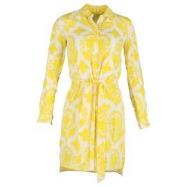Abito camicia stampato Vera in seta gialla di Diane Von Furstenberg