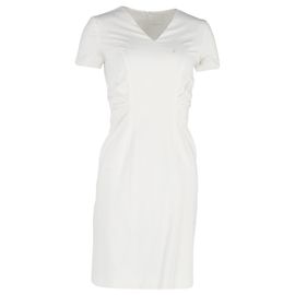 Hugo Boss Vestido ajustado con escote en V Boss en viscosa blanca