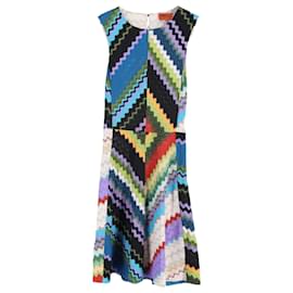 Missoni Zig-Zag Patterned Knit Sleeveless Dress in Multicolor Viscose