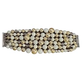 Bracciale Chanel Sei File di Perle Bianco Beige