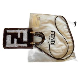 Borsa Fendi Sunshine mini marrone in pelliccia