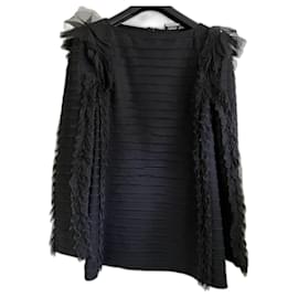 Blusa Chanel in seta e lana nera Taglia 38IT