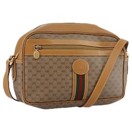 GUCCI Micro GG Supreme Web Sherry Line Borsa a Spalla PVC Beige Rosso Auth th5563